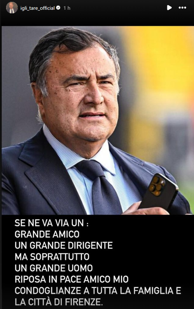 Barone, Tare: “Se ne va un grande dirigente, riposa in pace amico mio”- immagine 2