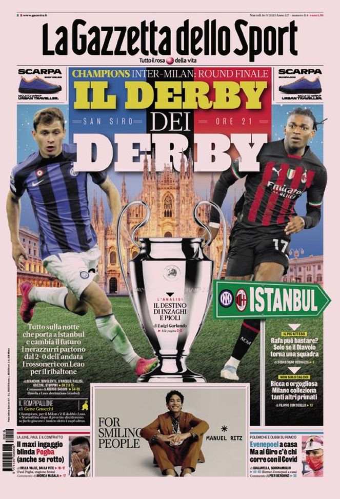 Prima Pagina Gazzetta dello Sport 16/05/2023