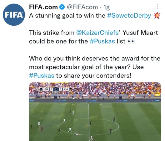 Fifa, gol da oltre metà campo: il gol nel derby di Soweto punta al premio Puskas- immagine 2