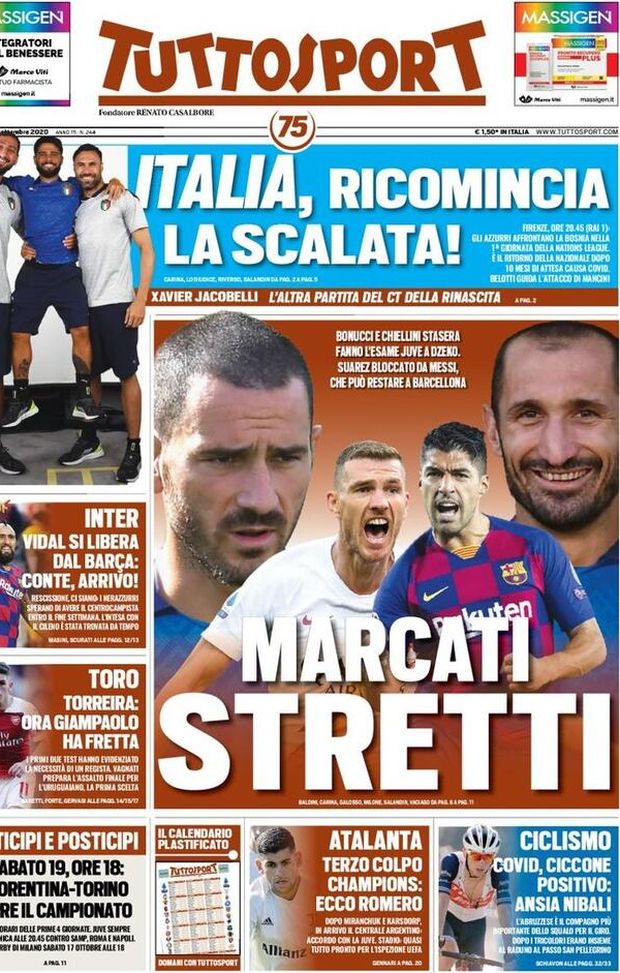 TUTTOSPORT – La Prima Pagina Di Oggi, 4 Settembre 2020 - Pianeta Milan