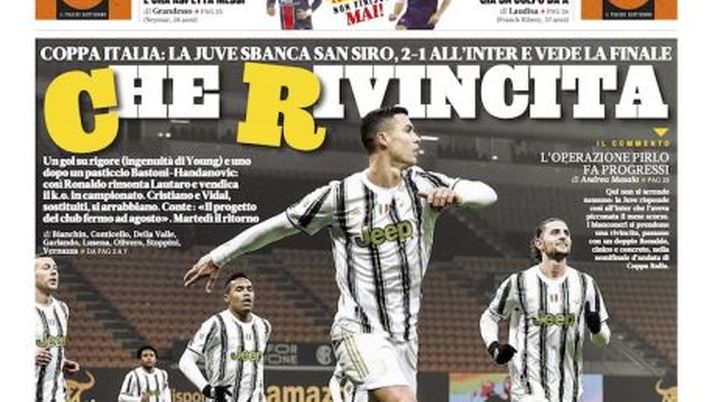 Prima Pagina, La Gazzetta dello Sport: &#8220;La Juve sbanca San Siro e vede la finale, che rivincita!&#8221; 