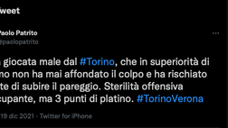 Torino-Verona 1-0, le reazioni social: “Tre punti di platino”