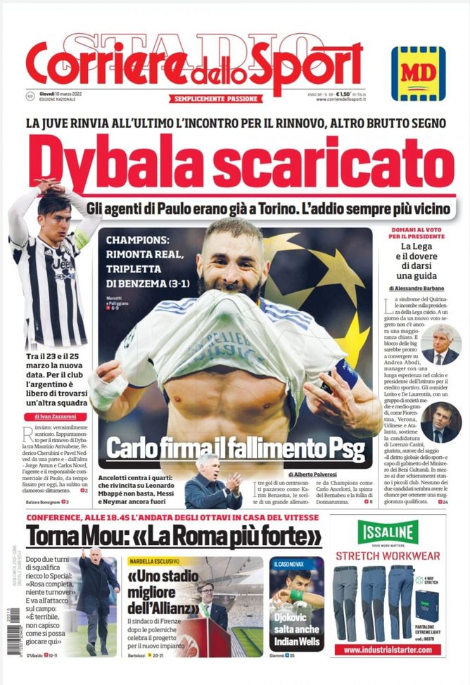 Prima Pagina, Corriere dello Sport: “Dybala scaricato. Carlo firma il fallimento Psg” - immagine 1