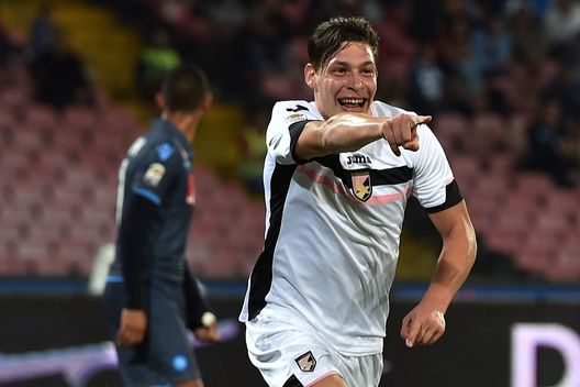  24-09-2014, Napoli-Palermo: prima doppietta per Belotti in Serie A con la maglia rosanero 