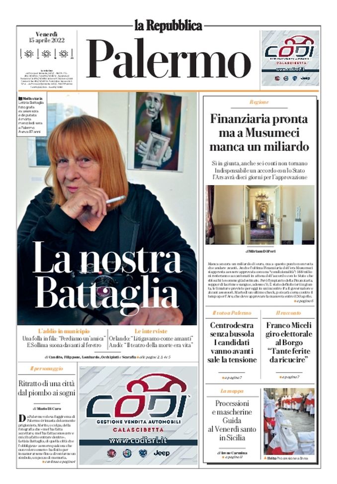 Prima Pagina, La Repubblica-Palermo: “La nostra Battaglia”
