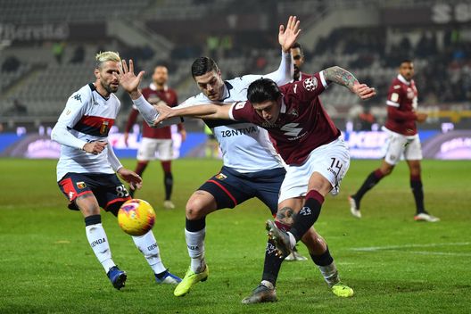 TURIN, ITALY - JANUARY 09: Kevin Bonifazi (R) of Torino FC is challenged by Andrea Favilli of Genoa CFC during the Coppa Italia match between Torino FC and Genoa CFC at Stadio Olimpico Grande Torino on January 9, 2020 in Turin, Italy. (Photo by Valerio Pennicino/Getty Images) TURIN, ITALY - JANUARY 09: Kevin Bonifazi (R) of Torino FC is challenged by Andrea Favilli of Genoa CFC during the Coppa Italia match between Torino FC and Genoa CFC at Stadio Olimpico Grande Torino on January 9, 2020 in Turin, Italy. (Photo by Valerio Pennicino/Getty Images)
