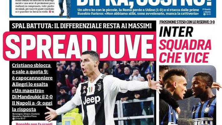 Prima Pagina, Corriere dello Sport: “Spread Juve. DiFra, così no! Putiferio Libertadores. Lazio-Milan…” Prima Pagina, Corriere dello Sport: “Spread Juve. DiFra, così no! Putiferio Libertadores. Lazio-Milan…”