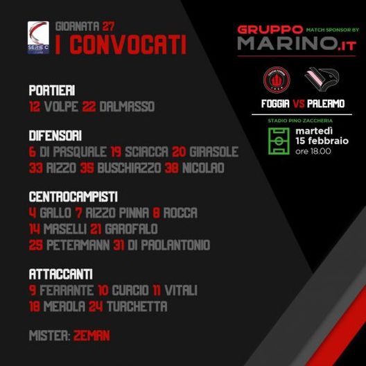 Foggia-Palermo, i convocati di Zeman: Alastra squalificato, out in cinque- immagine 2