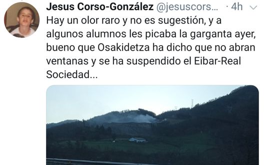 Strani odori nell'aria, raccontano i cittadini baschi Strani odori nell'aria, raccontano i cittadini baschi