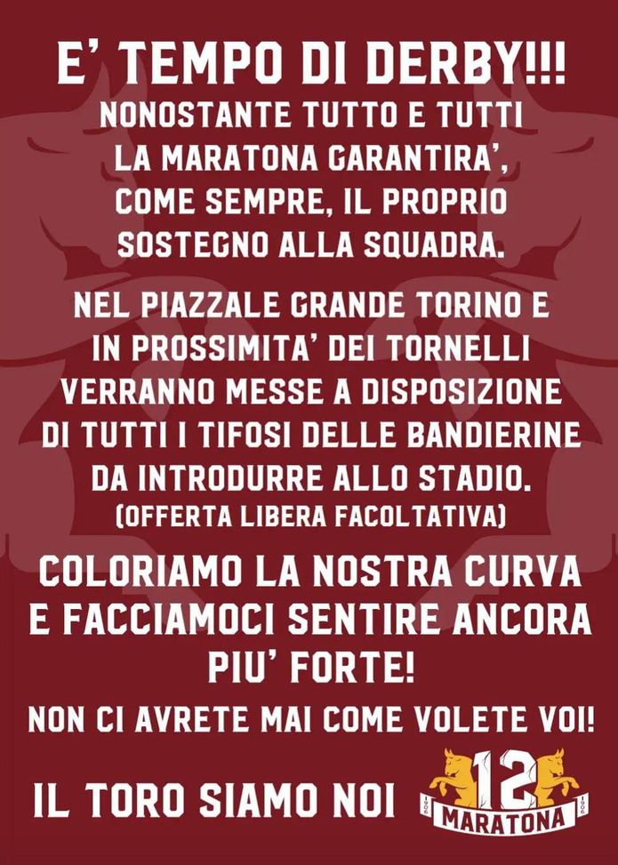 curva Maratona comunicato derby