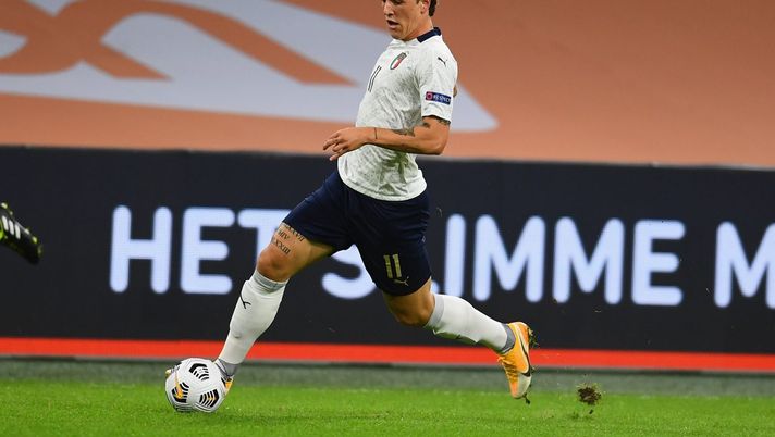 AMSTERDAM, NETHERLANDS - SEPTEMBER 07:  Nicolo Zaniolo of Italy in action during the UEFA Nations League group stage match between Netherlands and Italy at Johan Cruijff Arena on September 7, 2020 in Amsterdam, Netherlands.  (Photo by Claudio Villa/Getty Images) 