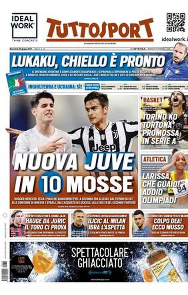 Prima Pagina, Tuttosport: “Lukaku, Chiello è pronto. Ilicic al Milan, Ibra l’aspetta” Prima Pagina, Tuttosport: “Lukaku, Chiello è pronto. Ilicic al Milan, Ibra l’aspetta”