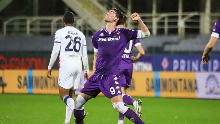 GERMOGLI PH: 23 GENNAIO 2021 FIRENZE STADIO ARTEMIO FRANCHI SERIE A FIORENTINA VS CROTONE NELLA FOTO GOL ED ESULTANZA VLAHOVIC 