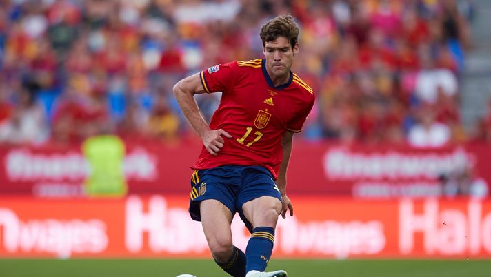 MALAGA, SPAIN - JUNE 12: Marcos Alonso of Spain in action during the UEFA Nations League League A Group 2 match between Spain and Czech Republic at La Rosaleda Stadium on June 12, 2022 in Malaga, Spain. (Photo by Fran Santiago/Getty Images) alonso