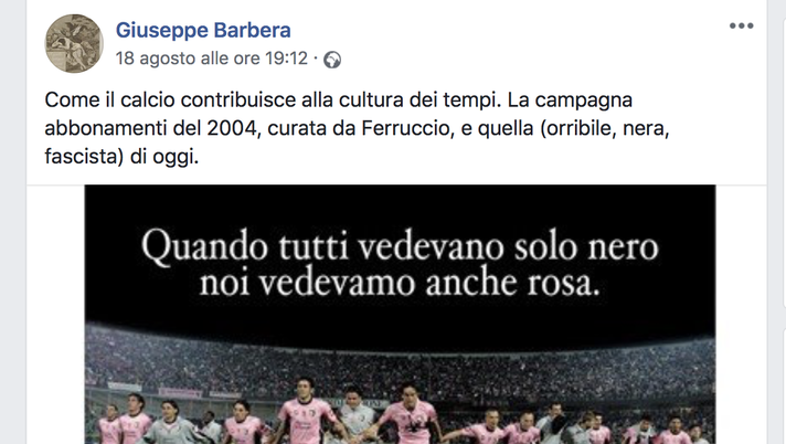 Palermo, polemica sulla campagna abbonamenti. Barbera: “E’ fascista”, ma il claim è tratto da un coro sulle note di Gianna Nannini… Palermo, polemica sulla campagna abbonamenti. Barbera: “E’ fascista”, ma il claim è tratto da un coro sulle note di Gianna Nannini…