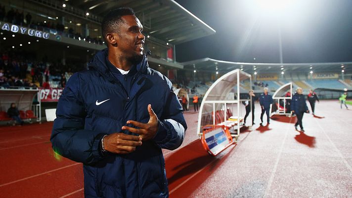 ANTALYA, TURKEY - JANUARY 07:  Samuel Eto'o of Antalyaspor looks on during a friendly match between VfB Stuttgart and Antalyaspor at Akdeniz Universitesi on January 7, 2016 in Antalya, Turkey.  (Photo by Alex Grimm/Bongarts/Getty Images) 