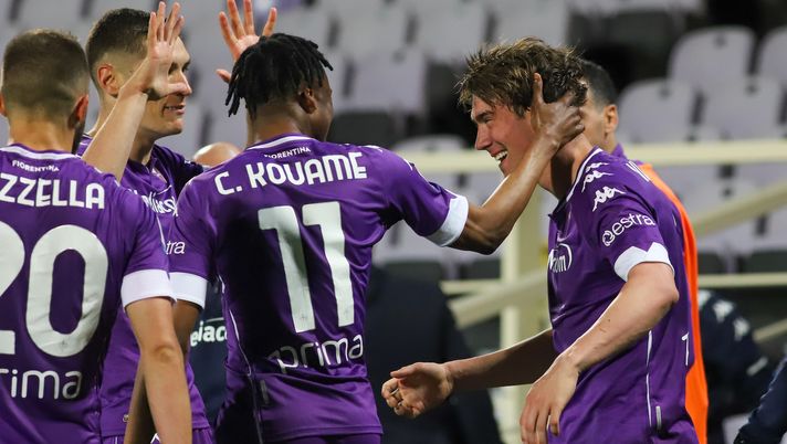 GERMOGLI PH: 8 MAGGIO 2021 FIRENZE STADIO ARTEMIO FRANCHI SERIE A FIORENTINA VS LAZIO NELLA FOTO ESULTANZA GOL VLAHOVIC 