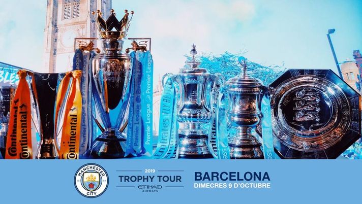 Il Man City esporrà i suoi ultimi trofei a Barcellona il 9 ottobre Il Man City esporrà i suoi ultimi trofei a Barcellona il 9 ottobre