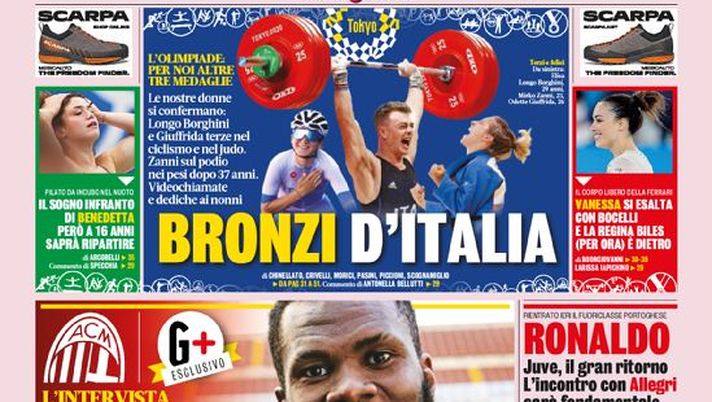 Prima Pagina, La Gazzetta dello Sport: “Kessie, Milan a vita. Juve, il gran ritorno” Prima Pagina, La Gazzetta dello Sport: “Kessie, Milan a vita. Juve, il gran ritorno”