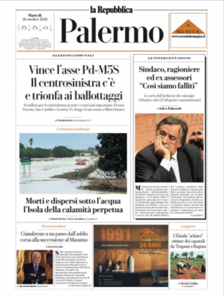 Prima Pagina, La Repubblica: “Vince l’asse Pd-M5S. Morti e dispersi sotto l’acqua” Prima Pagina, La Repubblica: “Vince l’asse Pd-M5S. Morti e dispersi sotto l’acqua” - immagine 1