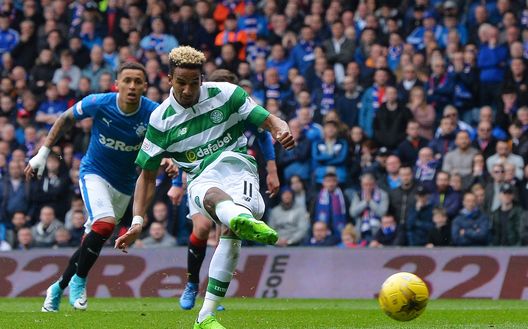 GLASGOW, SCOTLAND - APRIL 29: Scott Sinclair of Celtic scores the opening goal from the penalty spot during the Ladbrokes Scottish Premiership match between Rangers and Celtic at Ibrox Stadium on April 29, 2017 in Glasgow, Scotland. (Photo by Mark Runnacles/Getty Images) GLASGOW, SCOTLAND - APRIL 29: Scott Sinclair of Celtic scores the opening goal from the penalty spot during the Ladbrokes Scottish Premiership match between Rangers and Celtic at Ibrox Stadium on April 29, 2017 in Glasgow, Scotland. (Photo by Mark Runnacles/Getty Images)