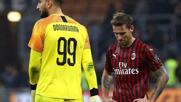 Gianluigi 'Gigio' Donnarumma e Lucas Biglia del Milan (credits: GETTY Images)