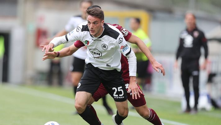 LA SPEZIA, ITALY - MAY 15: Luca Maggiore of Spezia Calcio in action during the Serie A match between Spezia Calcio  and Torino FC at Stadio Alberto Picco on May 15, 2021 in La Spezia, Italy.  (Photo by Gabriele Maltinti/Getty Images)