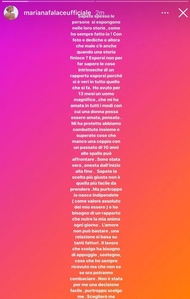 Mariana Falace lascia Diawara con una lettera sui social: “Ho ...