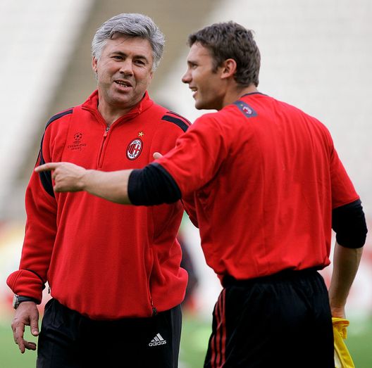 Ancelotti Shevchenko (getty images) Ancelotti Shevchenko (getty images)