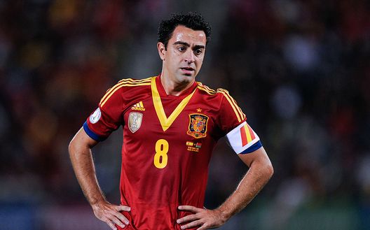 PALMA DE MALLORCA, SPAIN - OCTOBER 11: Xavi Hernandez of Spain looks on during the FIFA 2014 World Cup Qualifier match between Spain and Belarus at Iberostars Stadium on October 11, 2013 in Palma de Mallorca, Spain. (Photo by David Ramos/Getty Images) PALMA DE MALLORCA, SPAIN - OCTOBER 11: Xavi Hernandez of Spain looks on during the FIFA 2014 World Cup Qualifier match between Spain and Belarus at Iberostars Stadium on October 11, 2013 in Palma de Mallorca, Spain. (Photo by David Ramos/Getty Images)