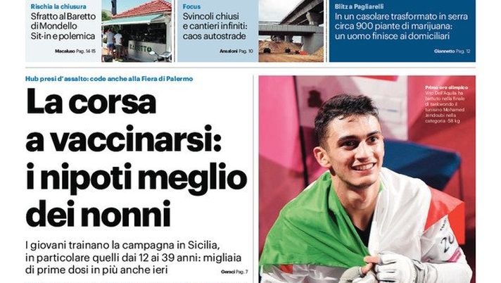 Prima Pagina, Giornale di Sicilia: “La corsa a vaccinarsi, i nipoti meglio dei nonni” Prima Pagina, Giornale di Sicilia: “La corsa a vaccinarsi, i nipoti meglio dei nonni”