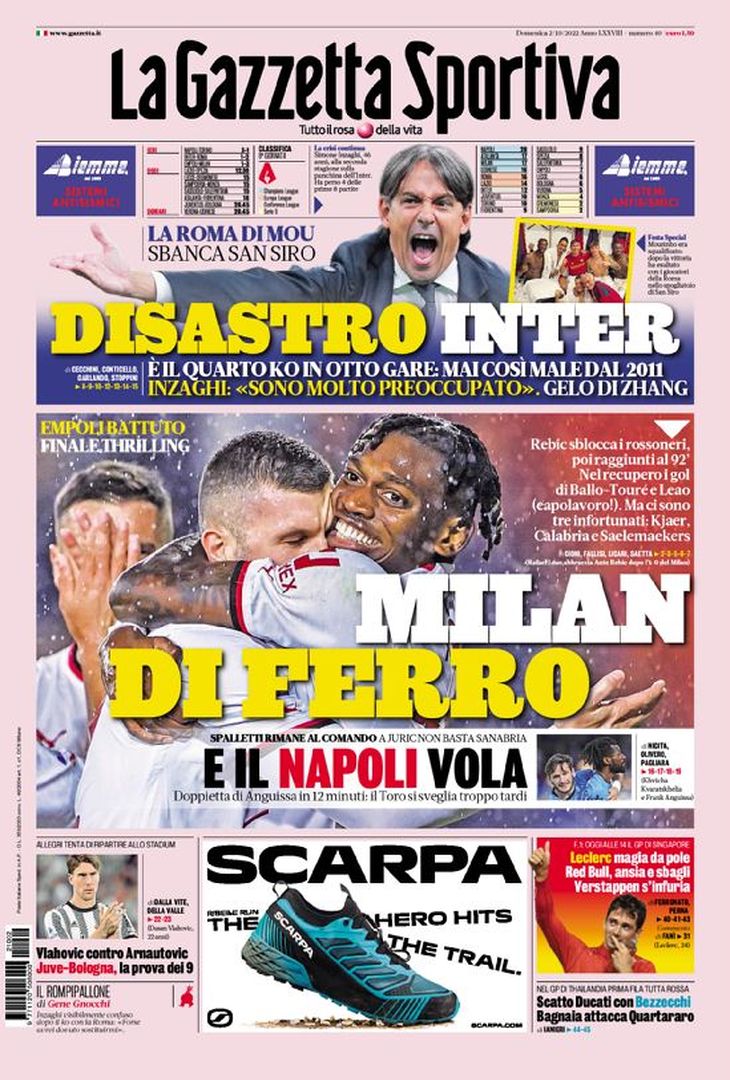 Disastro Inzaghi, Juve senza scuse – LE PRIME PAGINE / Gallery- immagine 1