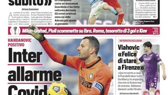 Prima Pagina, Corriere dello Sport: “Inter, allarme Covid. Milan-United, Pioli scommette su Ibra” 
