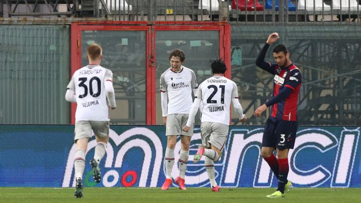 CROTONE, ITALY - MARCH 20: Andreas Skov Olsen of Bologna celebrates after scoring his team's third goal during the Serie A match between FC Crotone and Bologna FC at Stadio Comunale Ezio Scida on March 20, 2021 in Crotone, Italy. (Photo by Maurizio Lagana/Getty Images) CROTONE, ITALY - MARCH 20: Andreas Skov Olsen of Bologna celebrates after scoring his team's third goal during the Serie A match between FC Crotone and Bologna FC at Stadio Comunale Ezio Scida on March 20, 2021 in Crotone, Italy. (Photo by Maurizio Lagana/Getty Images)