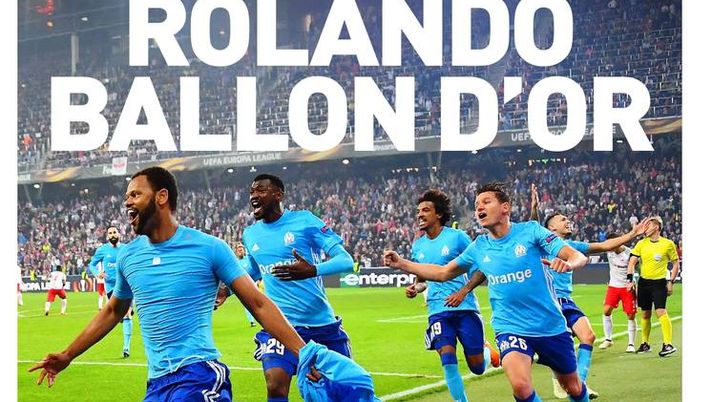 Prima Pagina, L&#8217;Équipe: &#8220;Rolando pallone d&#8217;oro: Marsiglia in finale contro l&#8217;Atletico Madrid&#8230;&#8221; 