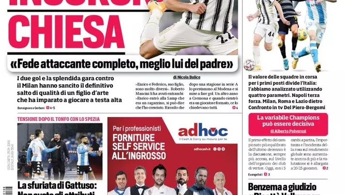 Prima Pagina, Corriere dello Sport: &#8220;Inter, nuova offerta: contatto Suning-Bc Partners. Mancini elogia Chiesa”