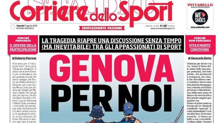 Prima Pagina, Corriere dello Sport: “Genova per noi. Che Roma con Nzonzi! Napoli, il guardiano è Ospina…” 