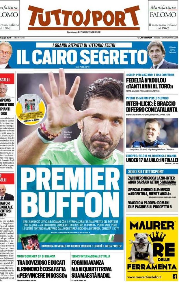 Prima Pagina, Tuttosport: “Premier Buffon. Fedeltà N’Koulou. Inter-Ilicic, braccio di ferro con l’Atalanta…” Prima Pagina, Tuttosport: “Premier Buffon. Fedeltà N’Koulou. Inter-Ilicic, braccio di ferro con l’Atalanta…”