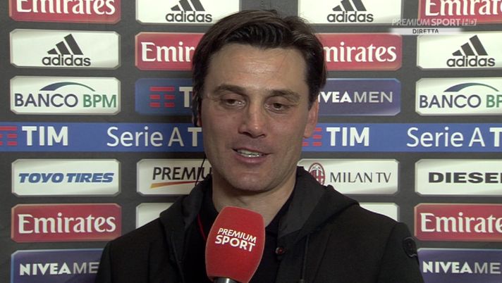 Vincenzo Montella, tecnico del Milan, ai microfoni di 'Premium Sport' Vincenzo Montella Milan Premium Sport