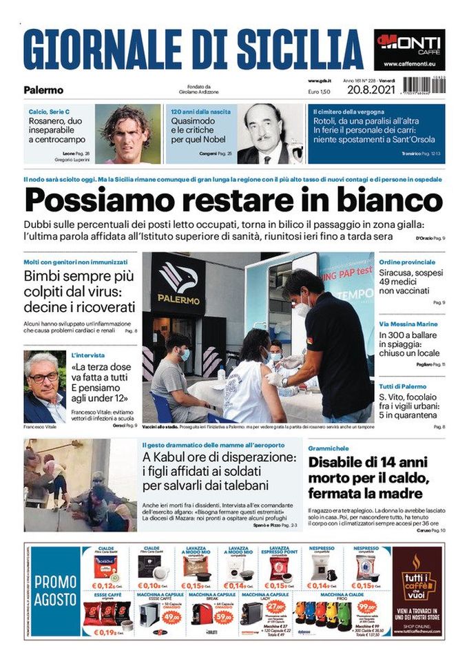 Prima Pagina, Giornale di Sicilia: “Possiamo restare in bianco”  Prima Pagina, Giornale di Sicilia: “Possiamo restare in bianco”