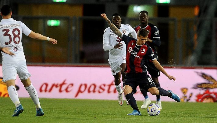 BOLOGNA, ITALY - APRIL 21: Nicolas Dominguez of Bologna FC in action during the Serie A match between Bologna FC and Torino FC at Stadio Renato Dall'Ara on April 21, 2021 in Bologna, Italy. (Photo by Mario Carlini / Iguana Press/Getty Images) BOLOGNA, ITALY - APRIL 21: Nicolas Dominguez of Bologna FC in action during the Serie A match between Bologna FC and Torino FC at Stadio Renato Dall'Ara on April 21, 2021 in Bologna, Italy. (Photo by Mario Carlini / Iguana Press/Getty Images)