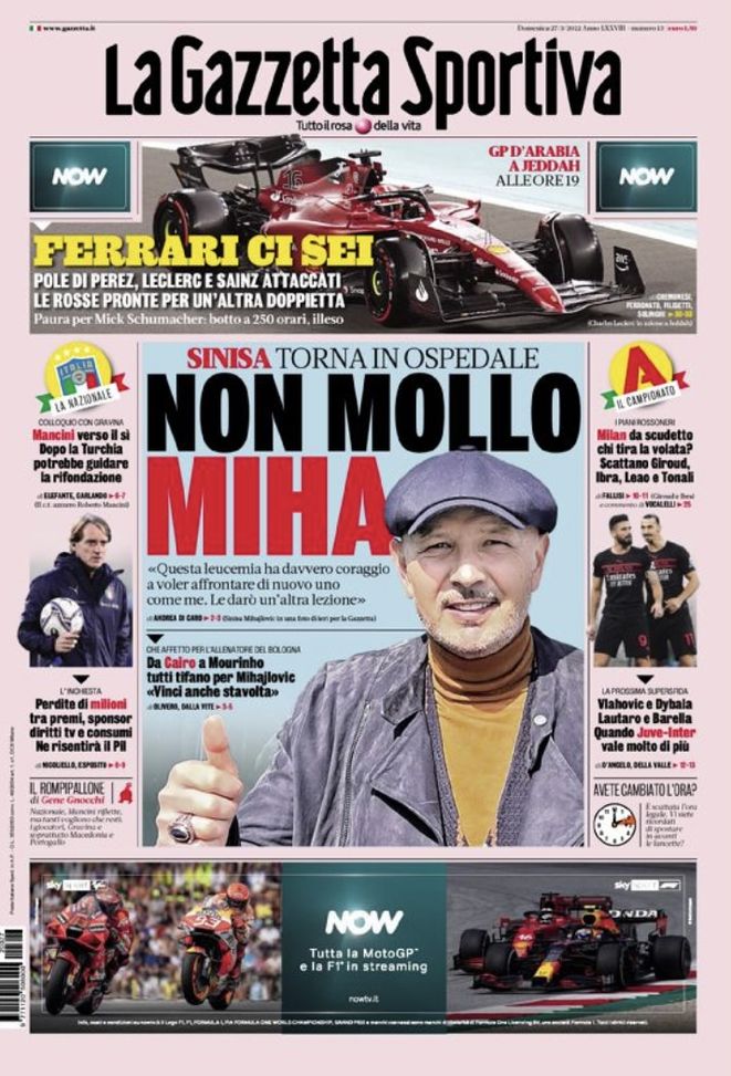 Prima Pagina, La Gazzetta dello Sport: “Non mollo Miha. Mancini verso il sì”  Prima Pagina, La Gazzetta dello Sport: “Non mollo Miha. Mancini verso il sì” - immagine 1