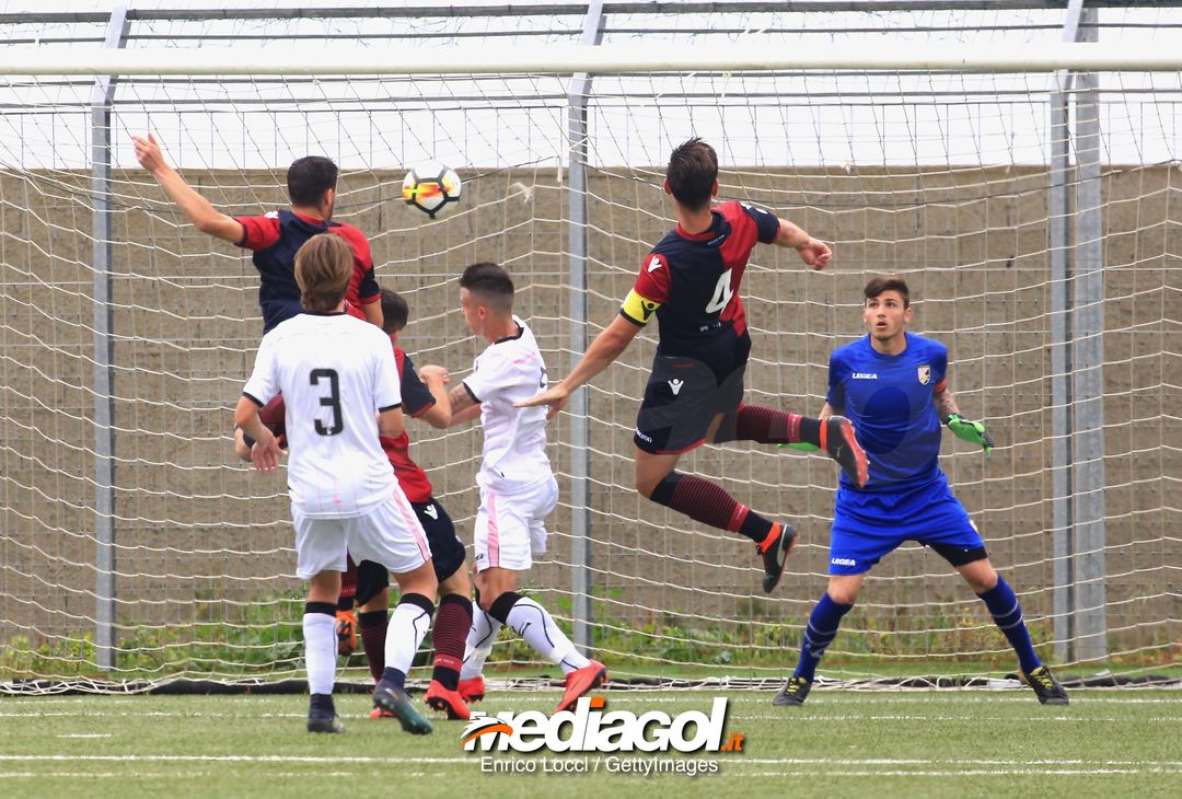  CAGLIARI, ITALY - MAY 05: Matias Antonini Lui of Cagliari U19 scores his team's first goal during the Primavera 1 match between Cagliari Calcio U19 and US Citta di Palermo U19 at Stadio Renato Raccis on May 5, 20188.  (Photo by Enrico Locci/Getty Images) 