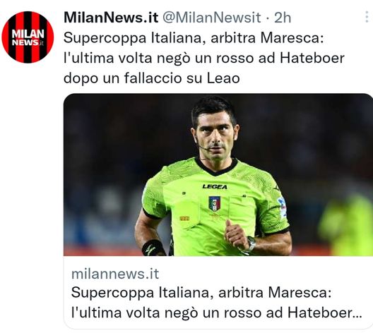 Supercoppa, Maresca scatena il Twitter derby: quel fallo su Leao…e allora su Perisic?!- immagine 3