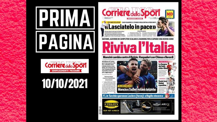 Il Corriere dello Sport, la prima pagina di oggi, domenica 10 ottobre 2021