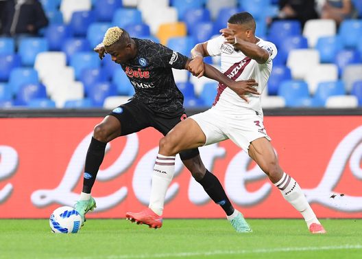 NAPLES, ITALY - OCTOBER 17: Vìctor Osimhen of Napoli during the Serie A match between SSC Napoli and Torino FC at Stadio Diego Armando Maradona on October 17, 2021 in Naples, Italy. (Photo by SSC NAPOLI/SSC NAPOLI via Getty Images) Napoli, obiettivo Champions raggiunto: a Torino per mantenere il terzo posto- immagine 3