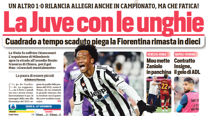 Prima Pagina, Corriere dello Sport: “La Juve con le unghie” - immagine 1