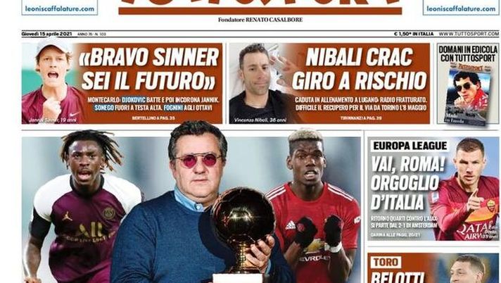 Tuttosport, la prima pagina di oggi, giovedì 15 aprile 2021 Tuttosport, la prima pagina di oggi, giovedì 15 aprile 2021