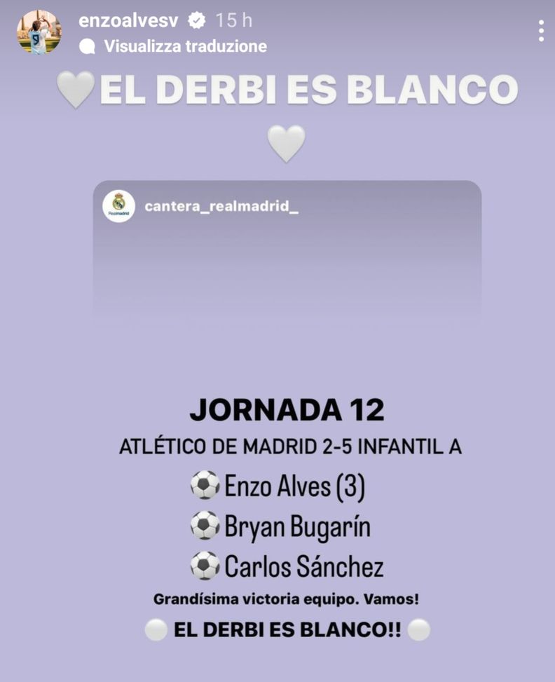 Enzo, figlio di Marcelo, fa saltare il banco nel derby di Madrid: 3 gol in 20 minuti- immagine 2