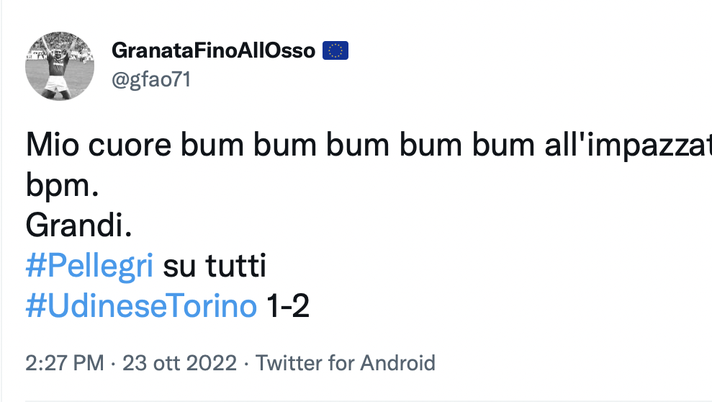 Udinese-Torino 1-2, le reazioni social: “Il cuore batte all’impazzata: grandi!” - immagine 1